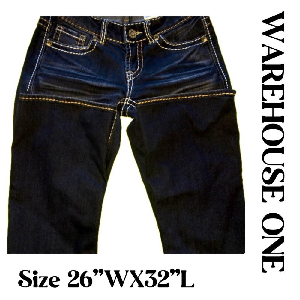 WAREHOUSE ONE NWOT MID RISE BOOT JEANS Size 26”WX32”L